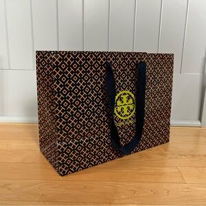 Tory Burch Orange and Black Patterned Paper Tote